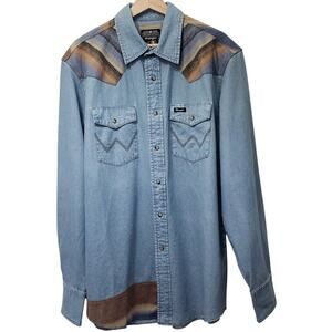 PENDLETON X WRANGLER Long Sleeve Western Work Shirt Cotton & Wool Men's Large
